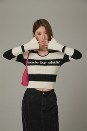 Logo Color Stripe Knit Sweater