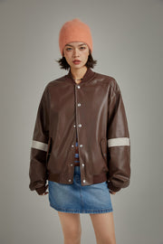 Color Varsity Leather Jacket