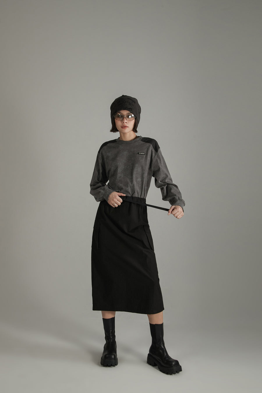CHUU Contrast Pocket Long Dress