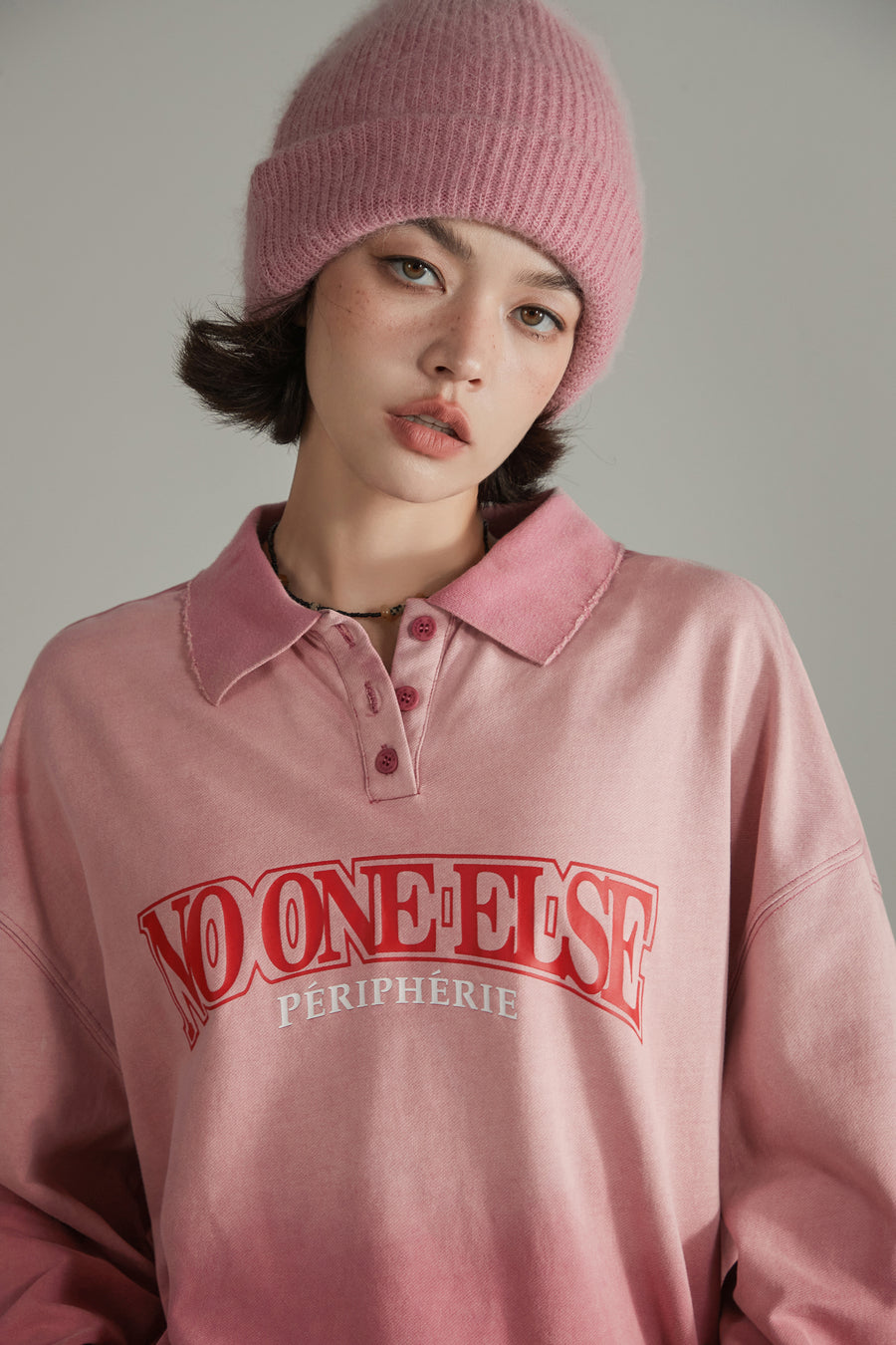 CHUU Polo Neck Boxy Sweatshirt