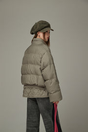 Pattern Oversized Layered Padded Jacket