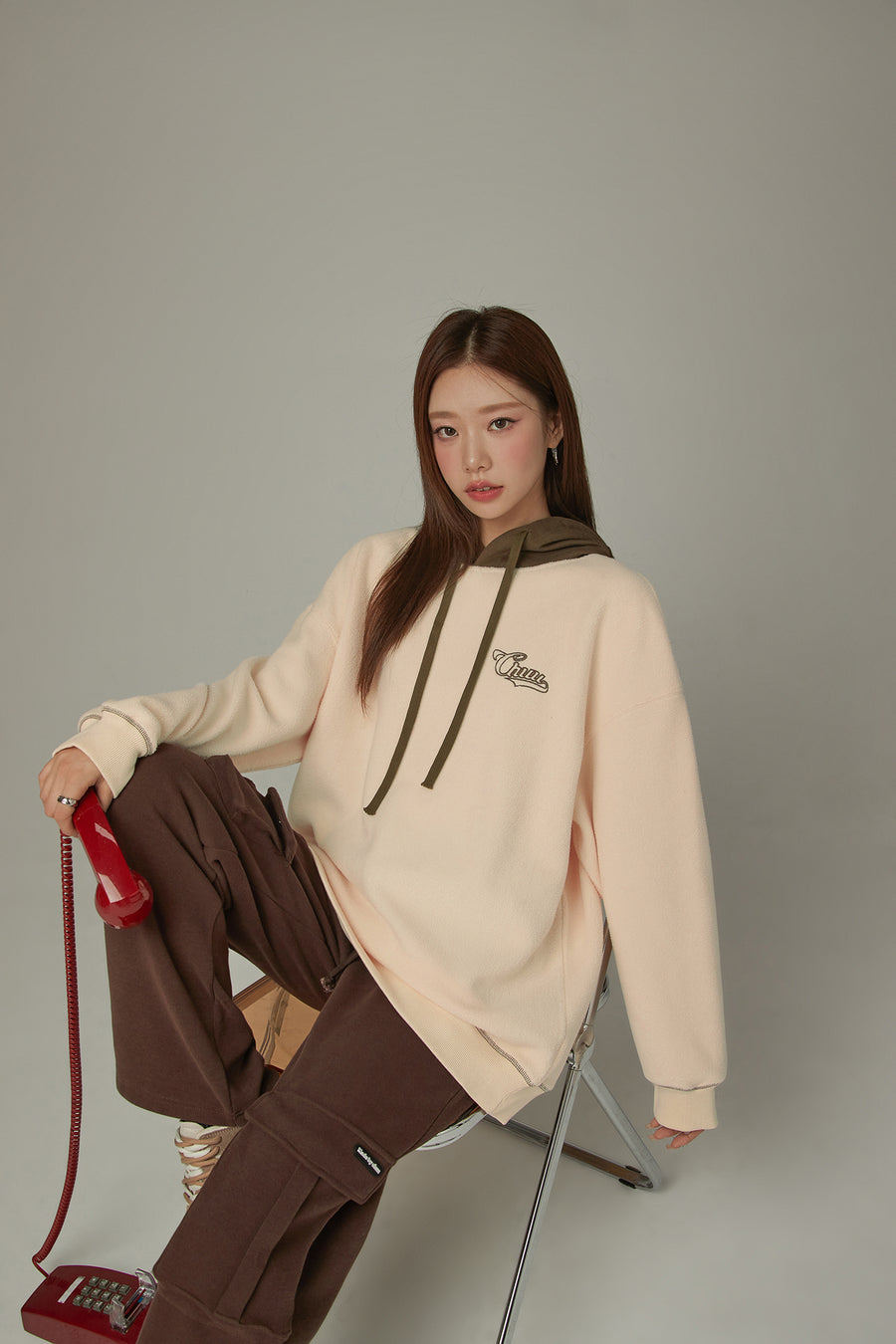 CHUU Fleece Color Combination Hoodie