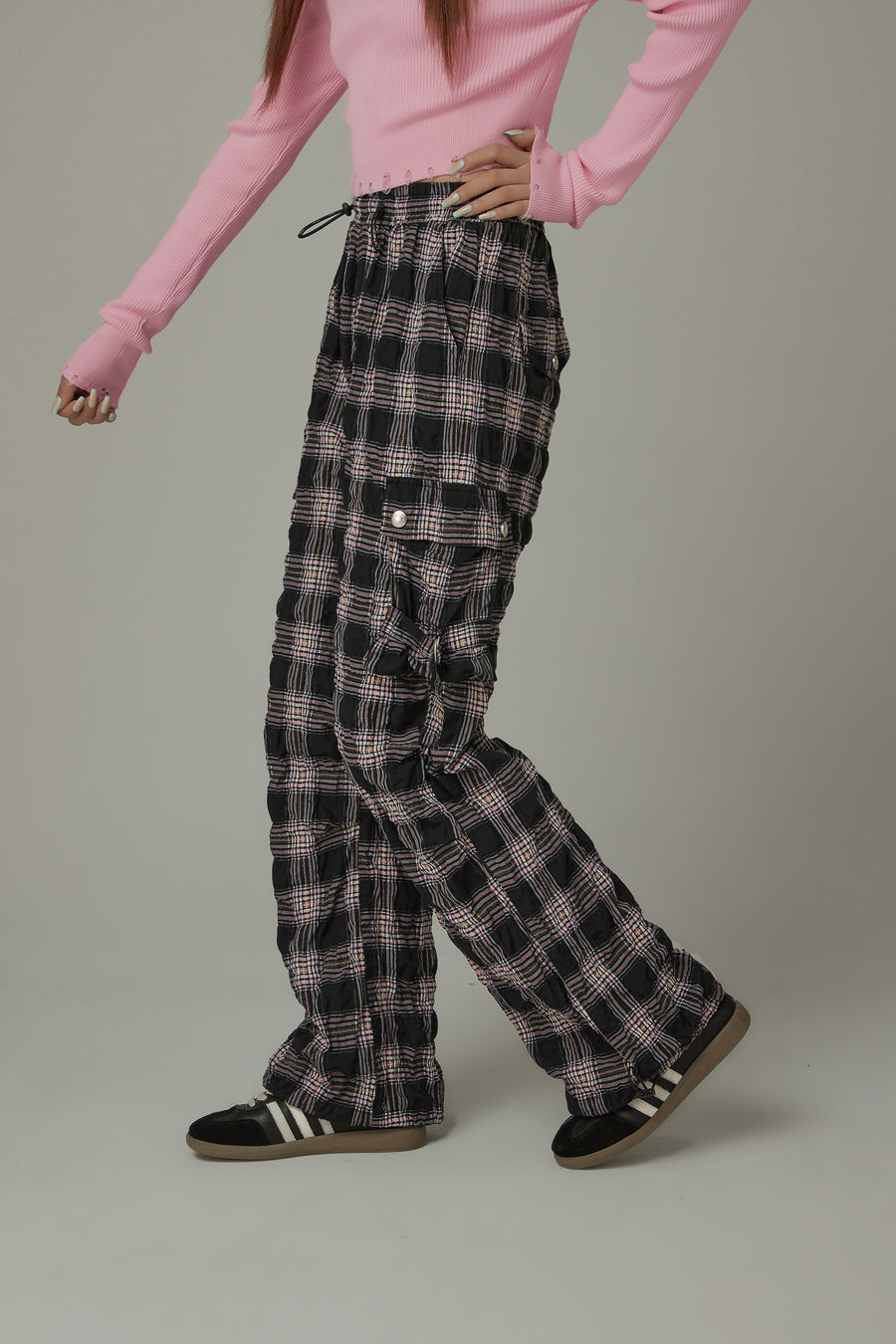 CHUU Color Pocket Check Pants