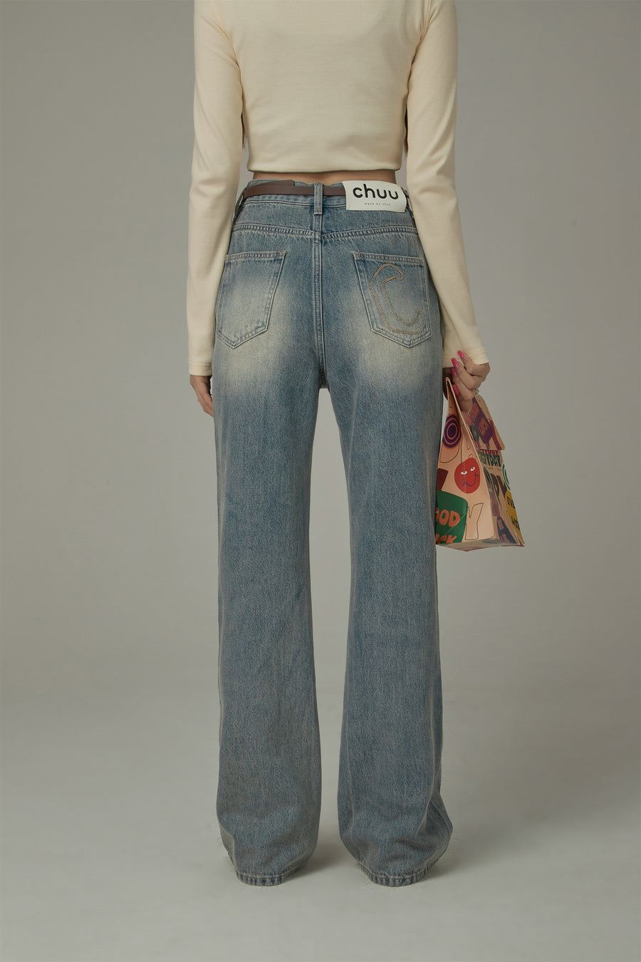 CHUU Double Button Vintage Bootcut Denim Jeans