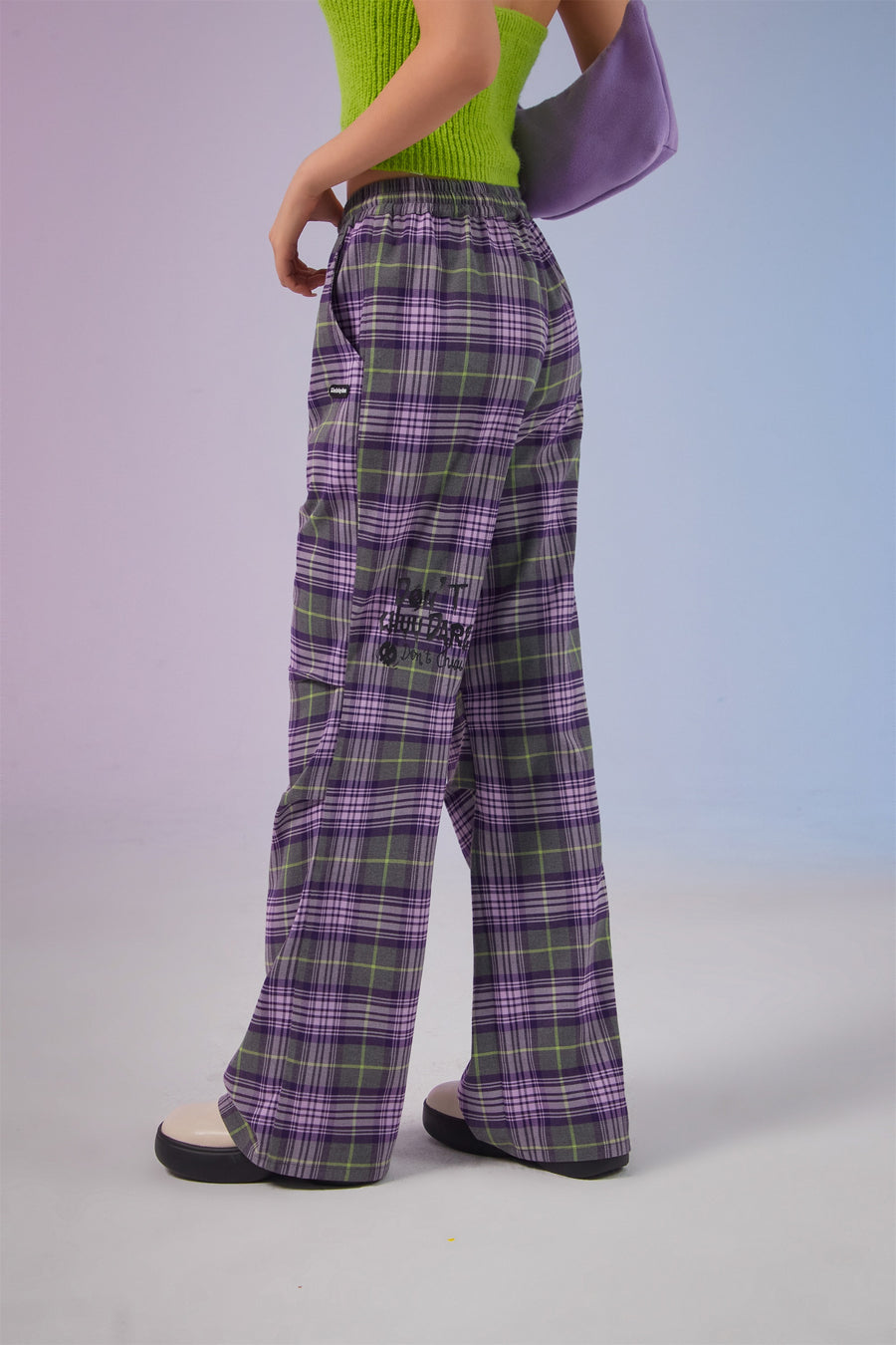 CHUU Color String Check Pants