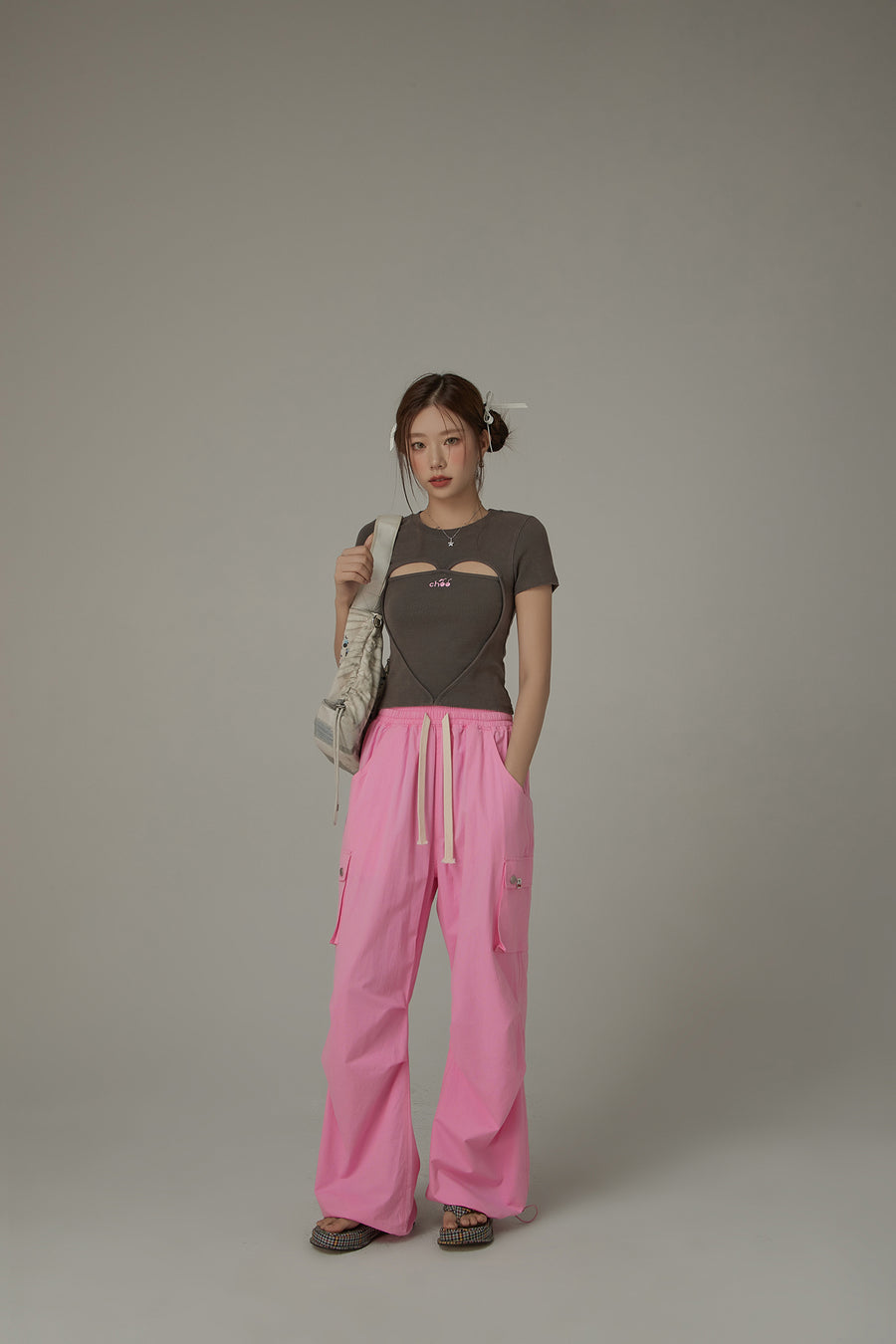 CHUU Logo Heart Cut Out Top