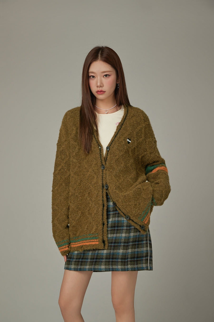 CHUU Color Striped Knit Cardigan