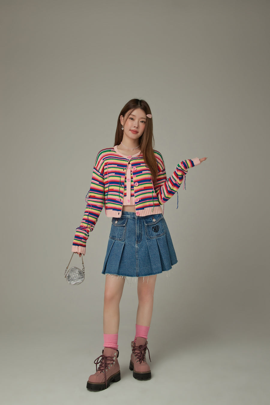 CHUU Rainbow Knit Cardigan