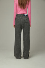 Color Matching Brushed Denim Jeans