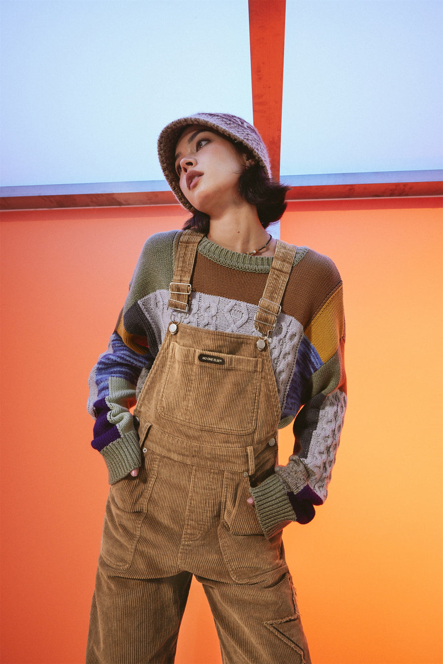 CHUU Stitched Star Overalls