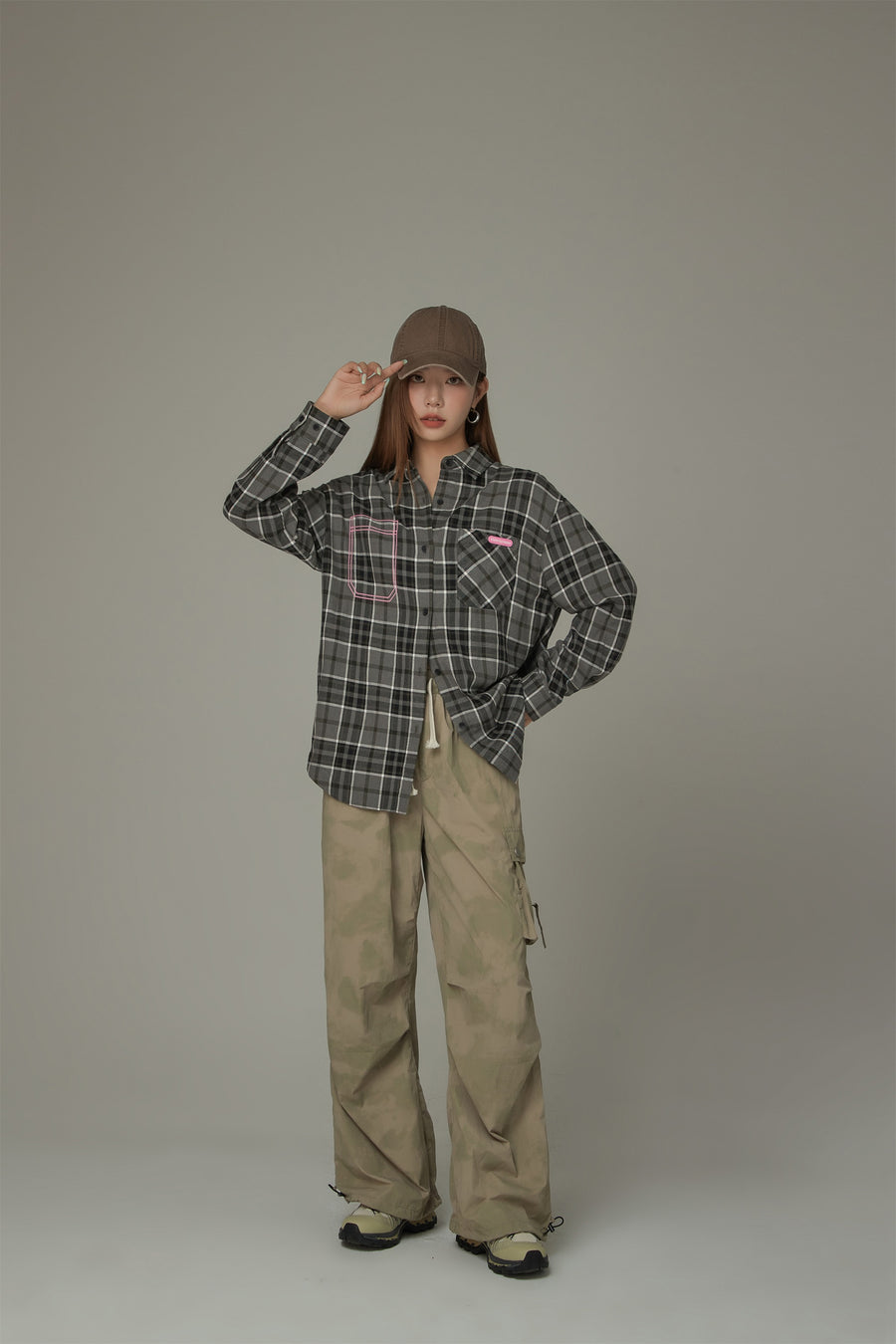 CHUU Checked Loose Fit Long Sleeve Shirt