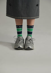 Noe Lettering Striped High Socks