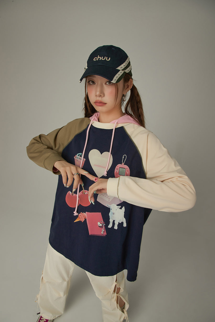 CHUU Cute Item Printed Color Raglan T-Shirt