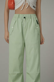 Casual High Waist Drawstring Wide Pants