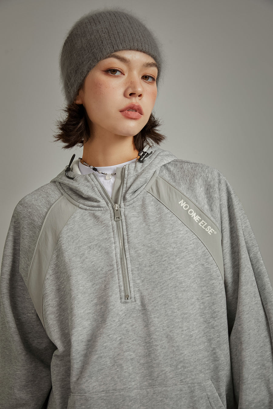 CHUU Half Zip-Up Boxy Hoodie