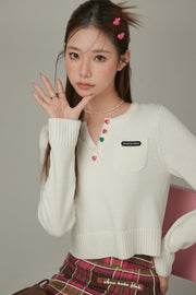 Rainbow Button Knit Top