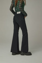 Slit Slim Layered Belt Loops Bootcut Pants