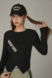 Logo Cutout Shirring T-Shirt