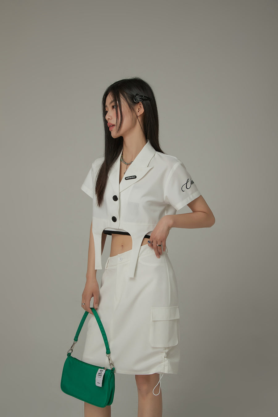 CHUU String Shirrring Daily Pocket Knee Length Skirt