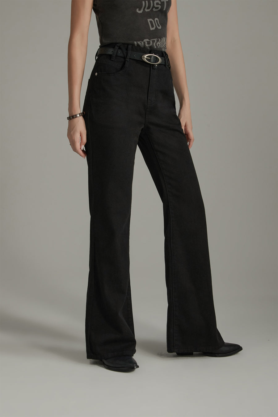 CHUU Color Slit Bootcut Pants