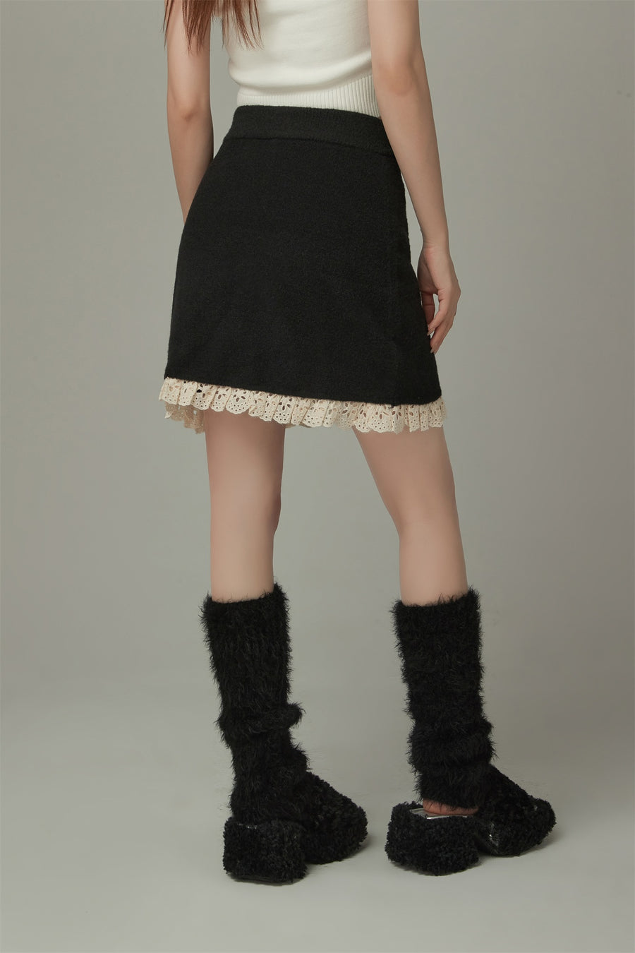 CHUU Lace Knit Banded Skirt