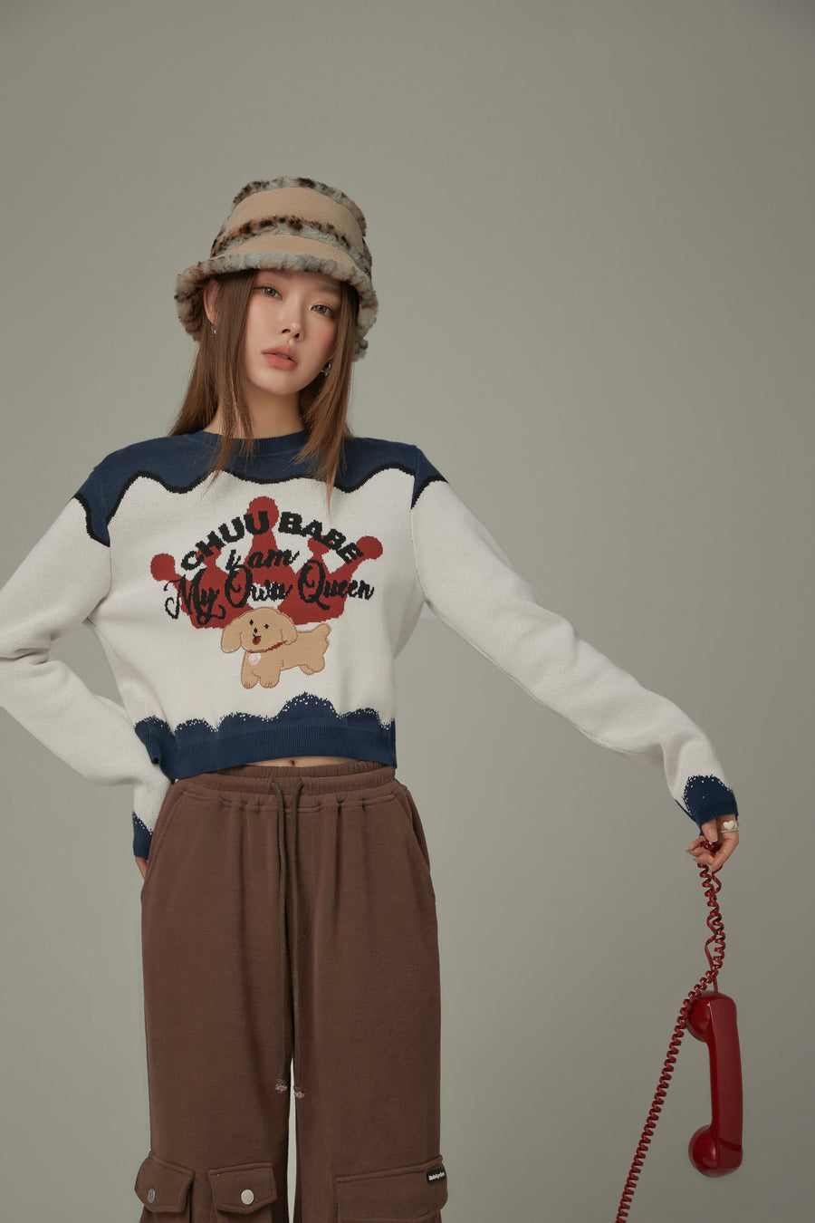 CHUU Puppy Color Lined Knit Sweater