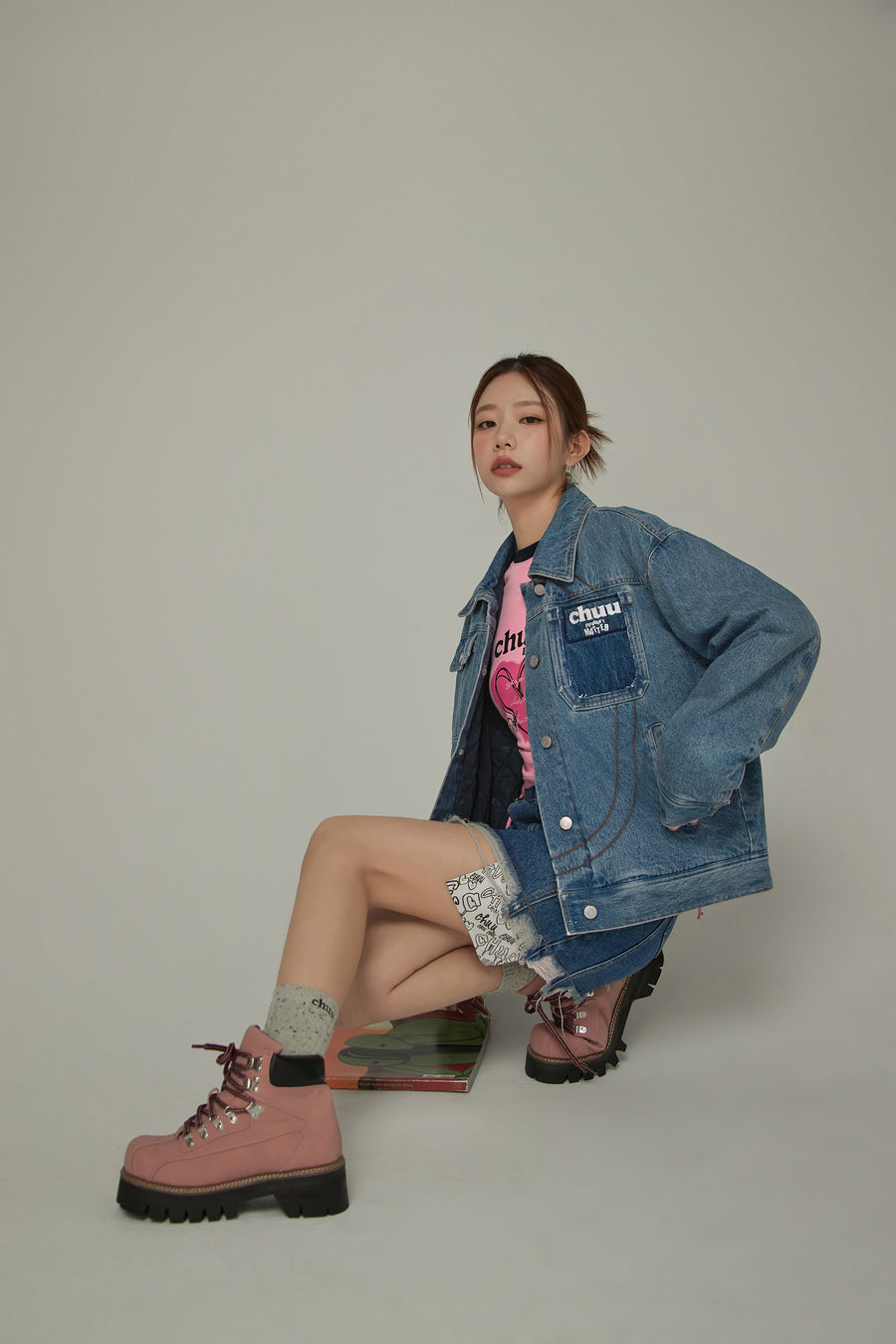 CHUU Logo Denim Loose Fit Jacket