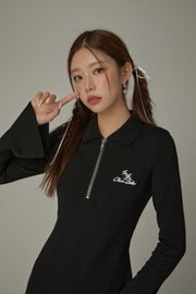 Polo Neck Embroidered Dress