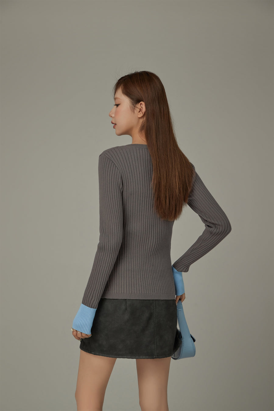 CHUU Ribbed Button Knit Cardigan