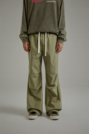 Solid Color Drawstring Casual Cargo Pants