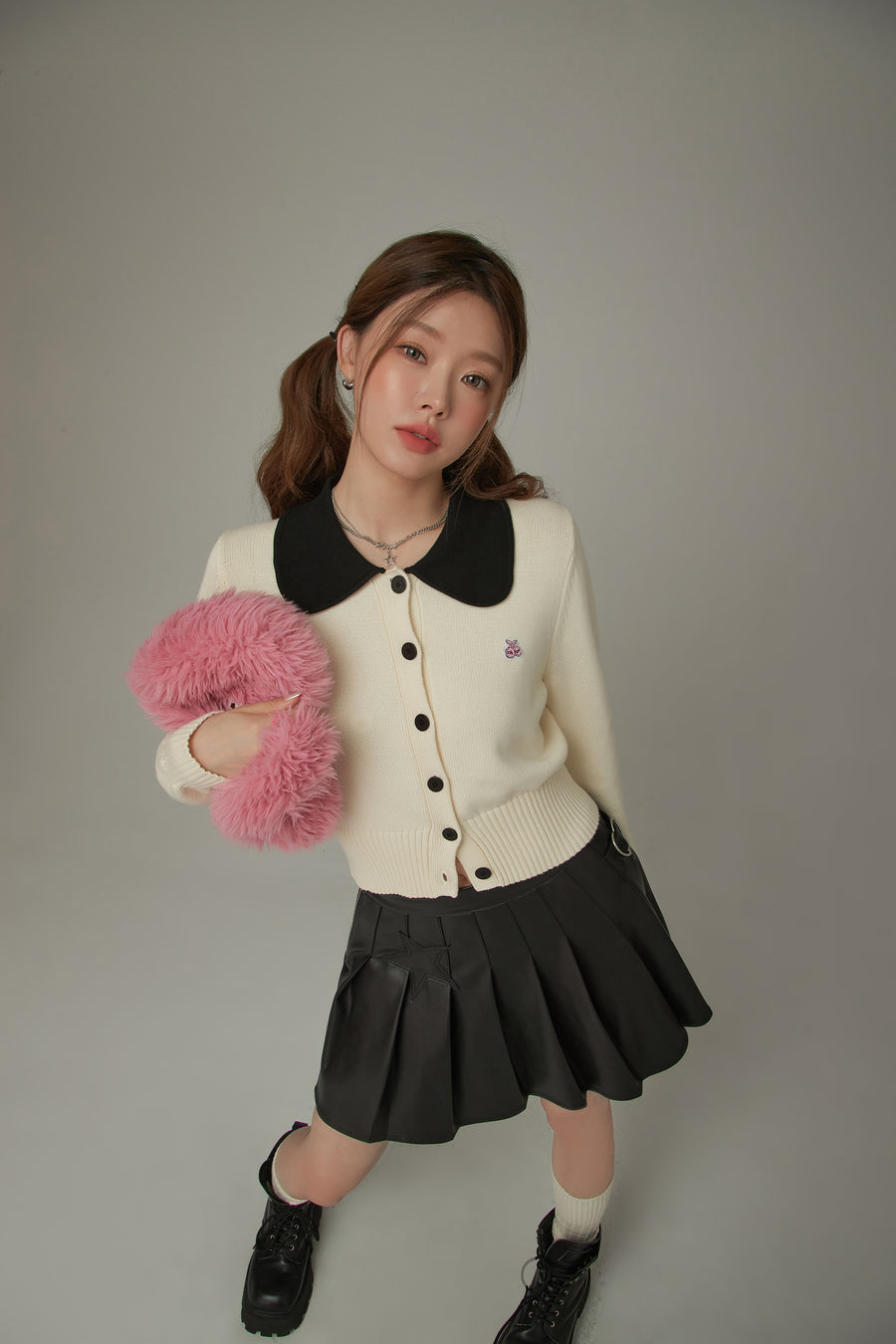 CHUU Color Collar Knit Cardigan