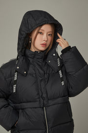 Logo String Hooded Oversized Padded Jacket