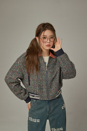 Multi Color Tweed Quilted Jacket