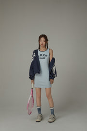 Fall In Love With Chuu Color Lined Sleeveless Mini T-Shirt Dress