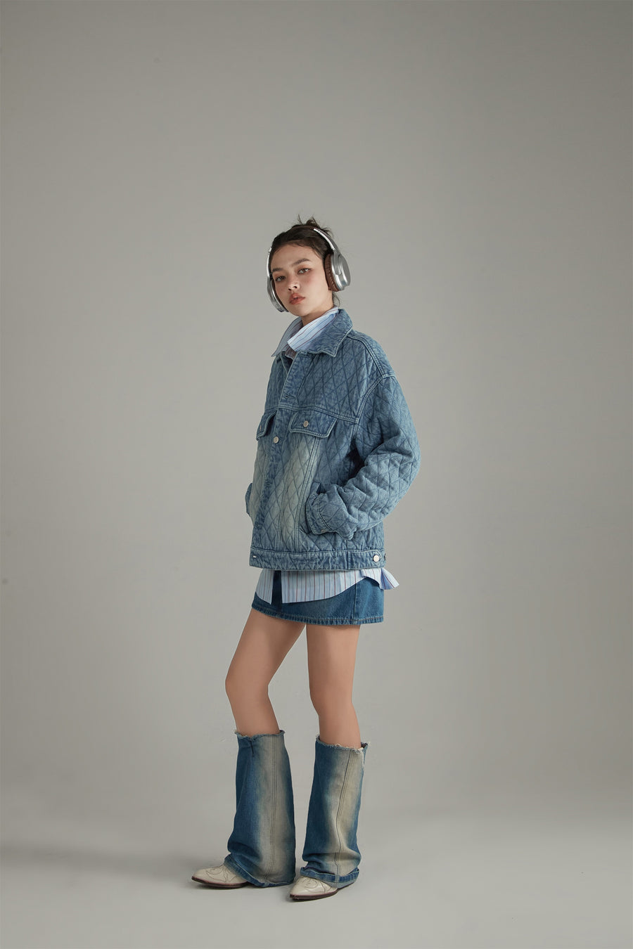 CHUU Denim Quilted Jacket