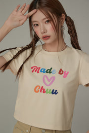 Made By Chuu Colorful Printed Cropped T-Shirt