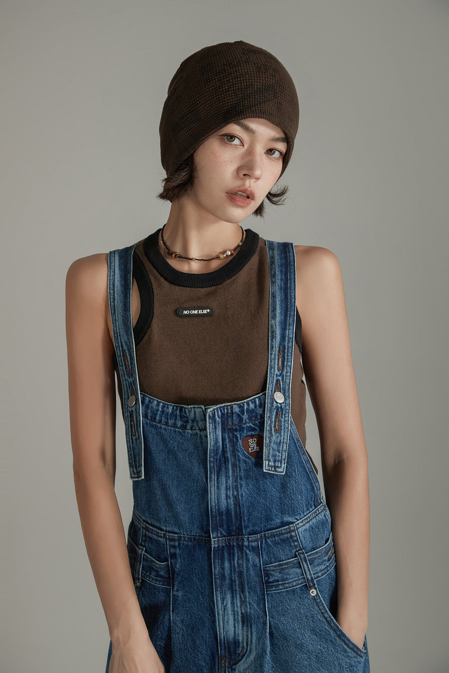 CHUU Denim Overalls Long Dress