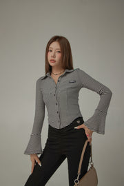 Striped Slim Bell Sleeve Shirt