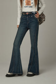 Stitch Lined Denim Wide Jeans