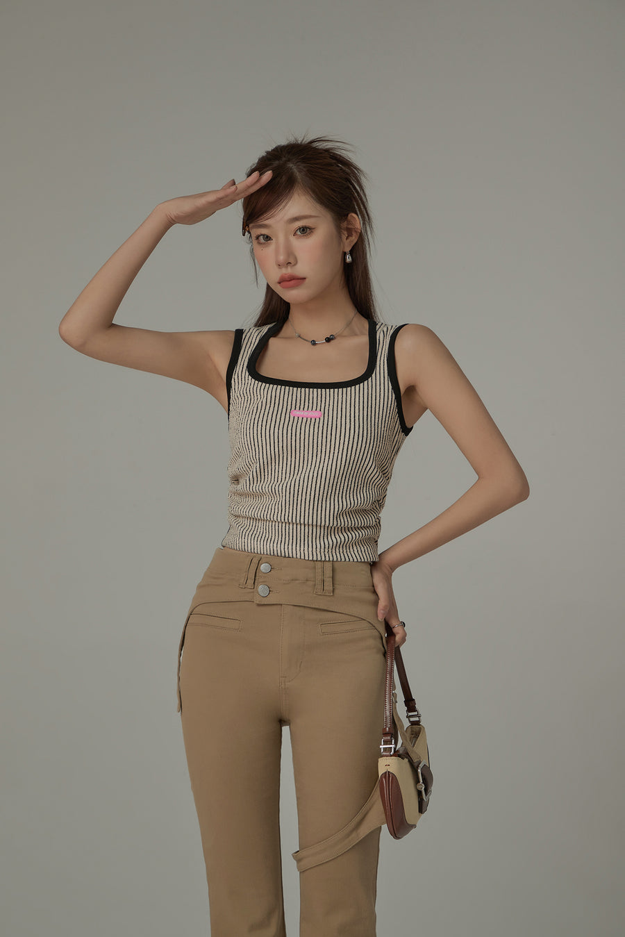 CHUU Square Neck Stripe Top