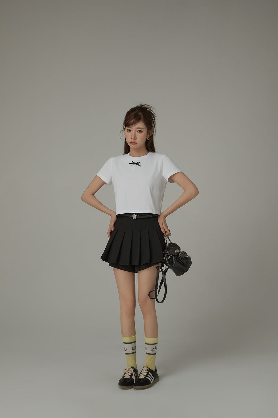 CHUU Casual Layered Zipper Pleated Skort