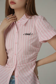 Puffy Short Sleeve Stripe Shirt