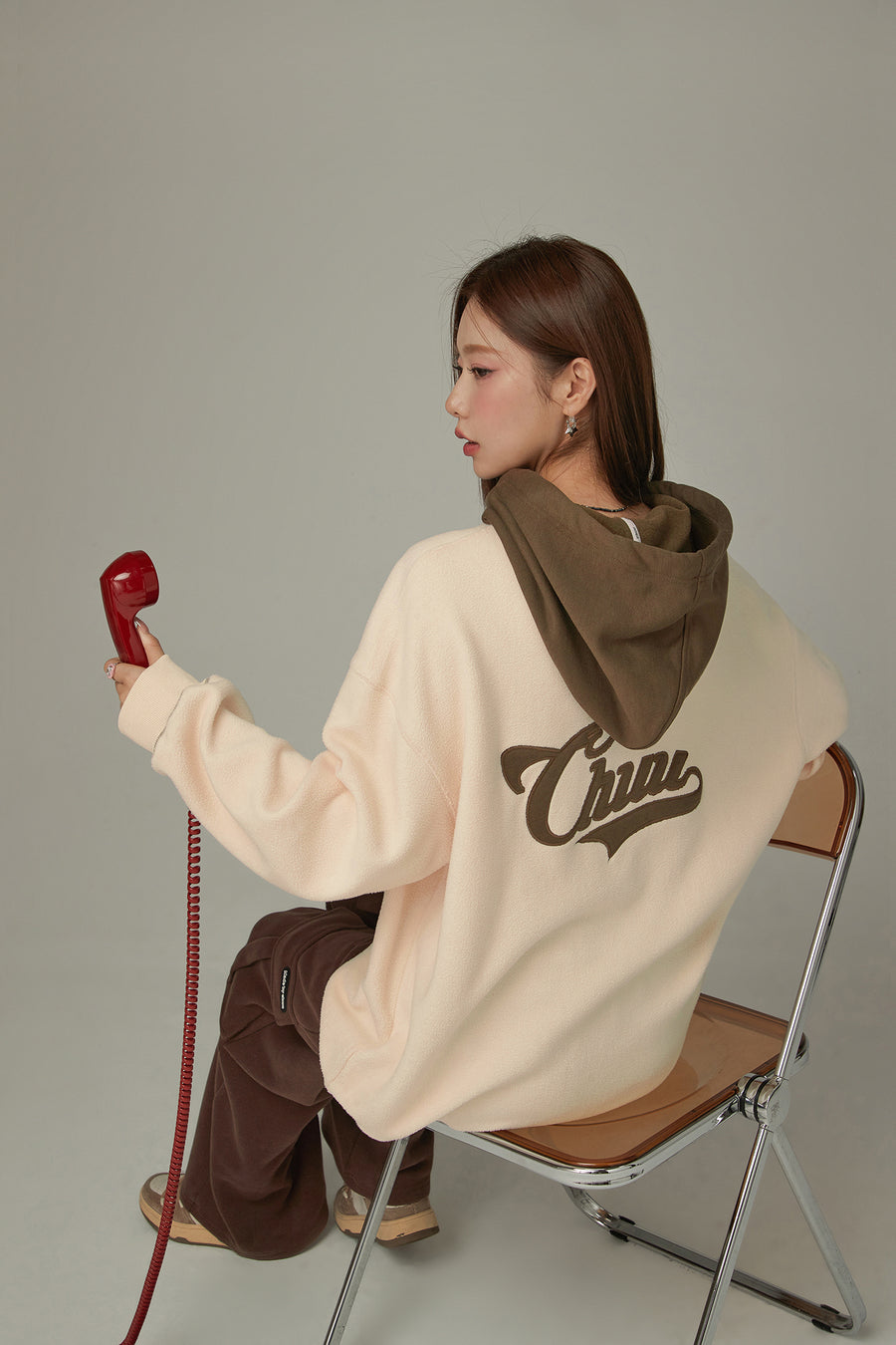 CHUU Fleece Color Combination Hoodie