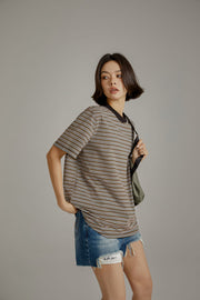 Colorblocked Striped Short Sleeve T-Shirt