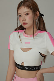 Contrast Ultra Cropped Heart Neckline T-Shirt