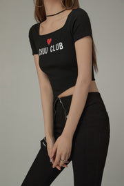 Square Neck Chuu Club Unbalanced T-Shirt