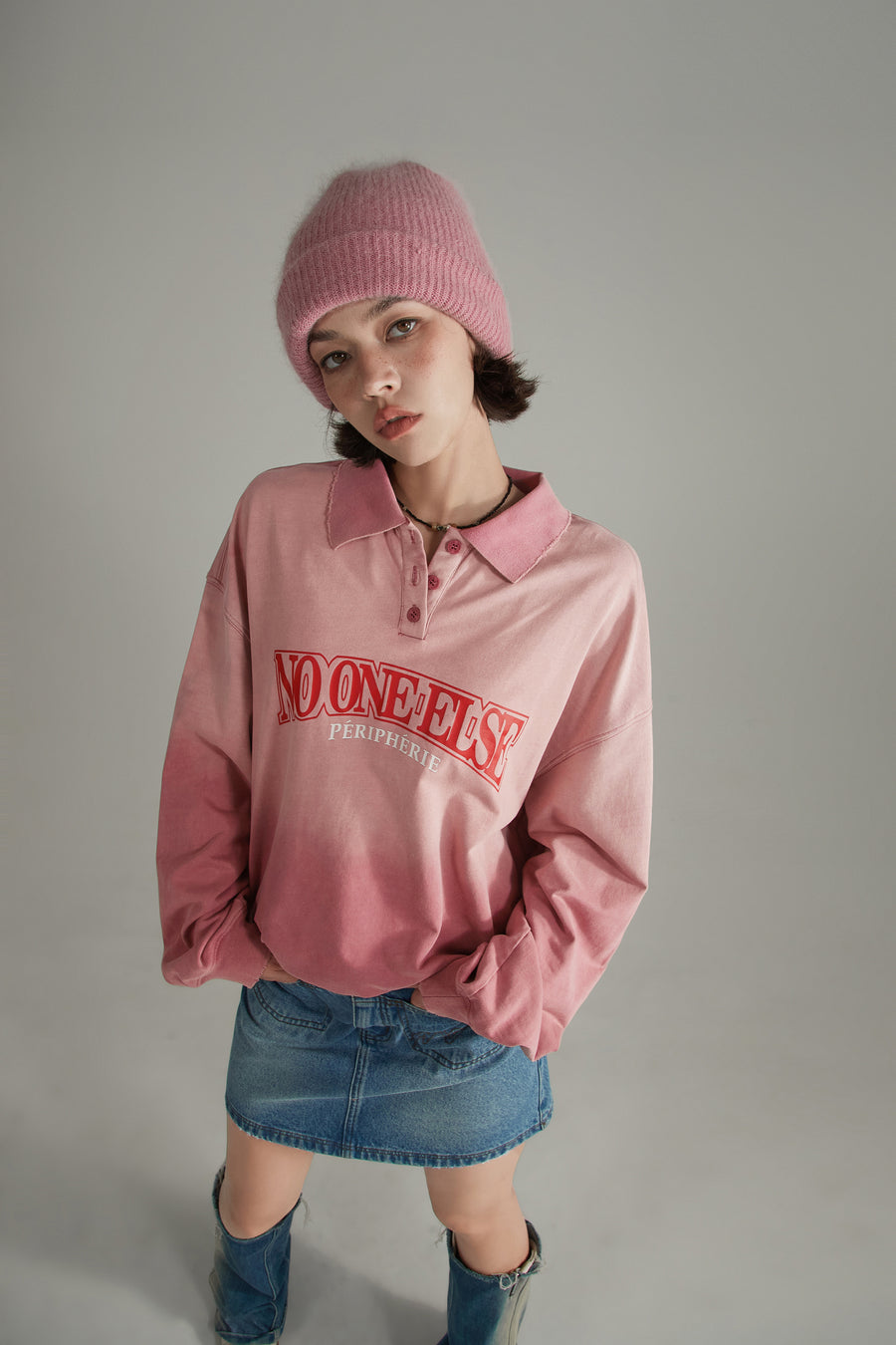 CHUU Polo Neck Boxy Sweatshirt