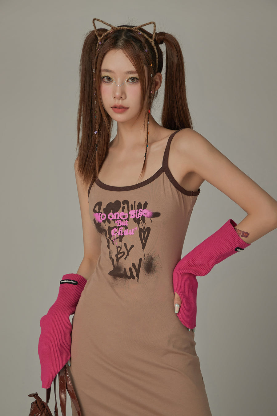 CHUU Collab Logo Line Color Long Sleeveless Dress