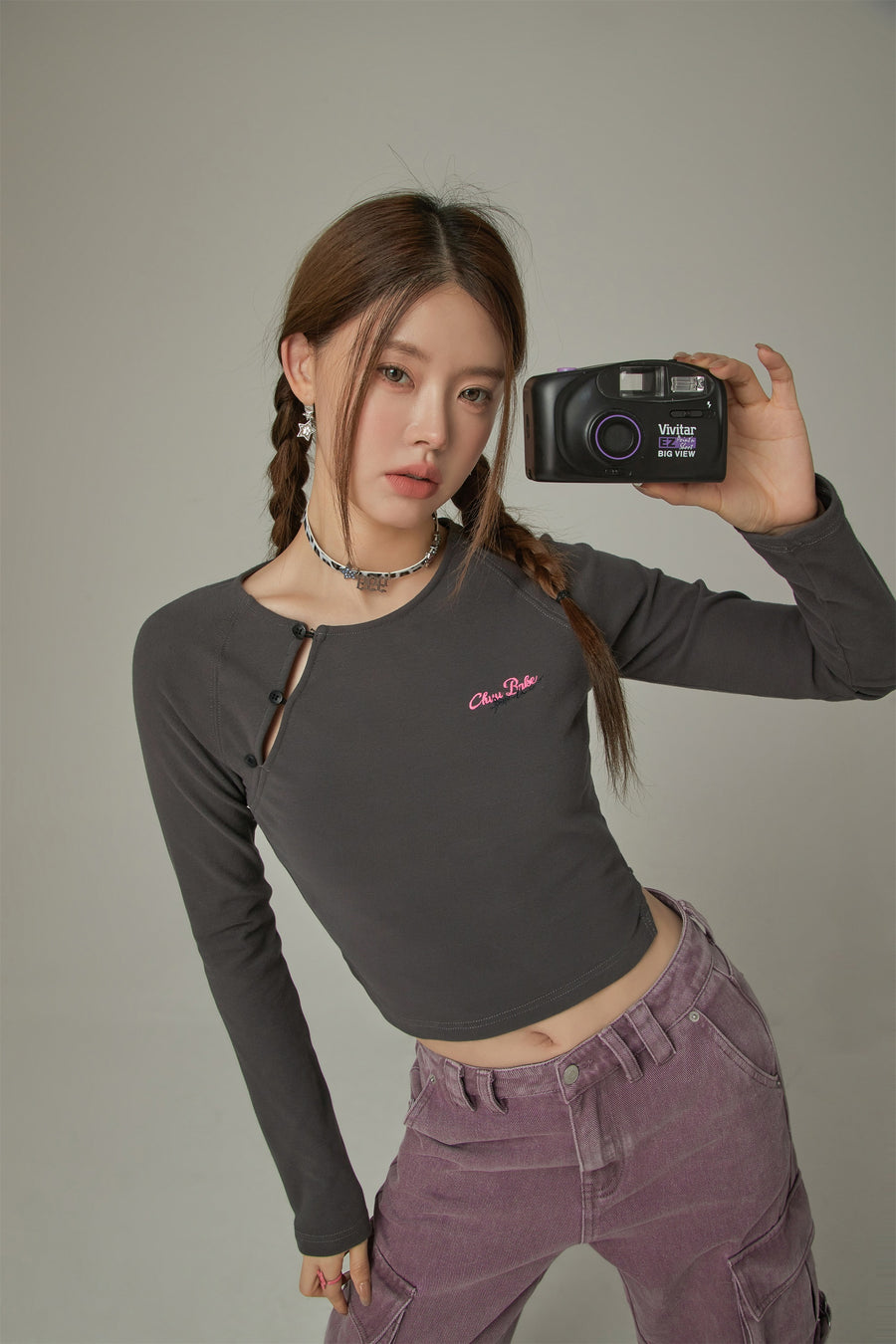 CHUU Button Long Sleeve T-Shirt