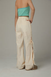 Size Ribbon Color Wide Pants